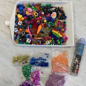 Craft Lot Sequins, Colored Sand and Beads
